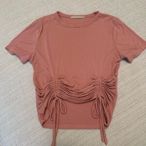 Active USA Mauve Ruched Short Sleeve Tee